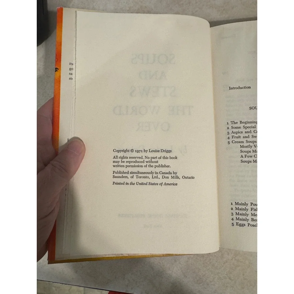 Soups and Stews the World‎ Over Louise Driggs 1971 Hardcover Vintage Cookbook